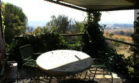 A patio with fantastic mountain views.