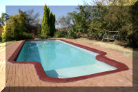 Sun-drenched pool area